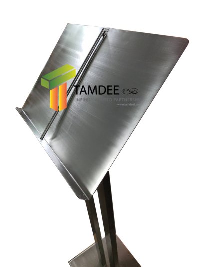 ป้ายเมนูสแตนด์สแตนเลสA3 แนวนอน เสาคู่ฐานสี่เหลี่ยม