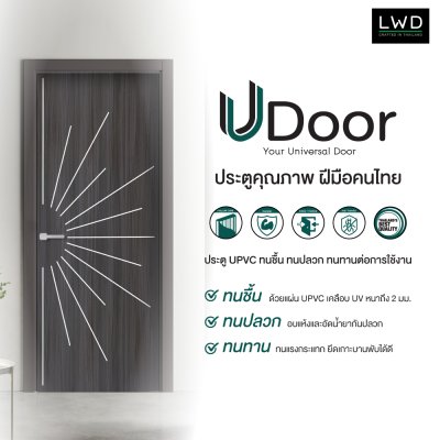 ประตู UPVC สี Cenerio Oak ลาย P1 ขนาด 3.5x70x200 ซม.