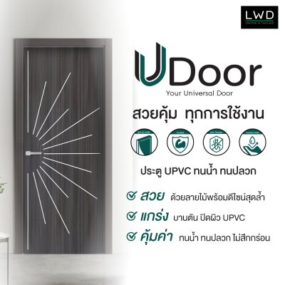 ประตู UPVC สี Cenerio Oak ลาย P1 ขนาด 3.5x80x200 ซม.
