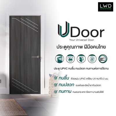 ประตู UDoor UPVC สี Cenerio Oak ลาย S4 ขนาด 3.5x70x200 ซม.