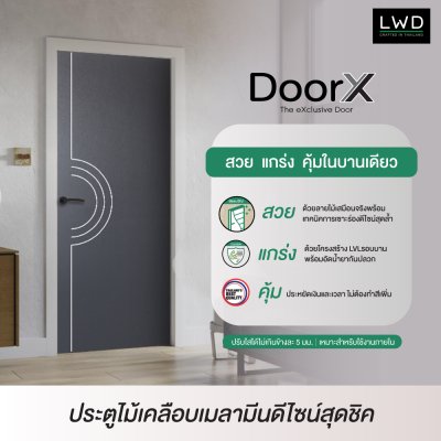 ประตู DoorX Gold ลาย 1 - Platinum Grey (White) ขนาด 3.5x80X200 ซม.