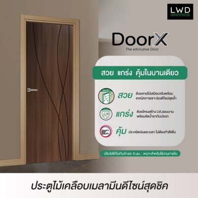 ประตู DoorX Gold ลาย 4 - Walnut (Charcoal) ขนาด 3.5x80X200 ซม.