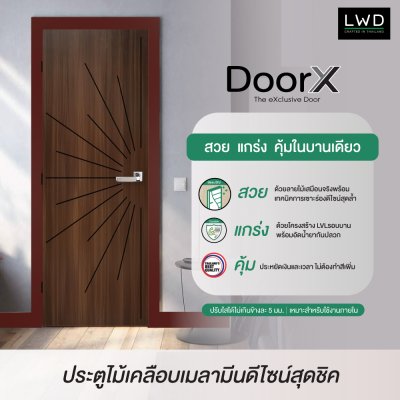 ประตู DoorX Platinum ลาย 1 - Walnut (Charcoal) ขนาด 3.5x80X200 ซม.
