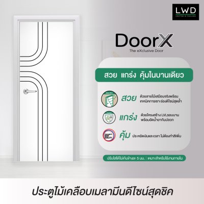 ประตู DoorX Platinum ลาย 2 - Pearl White (Charcoal) ขนาด 3.5x80X200 ซม.