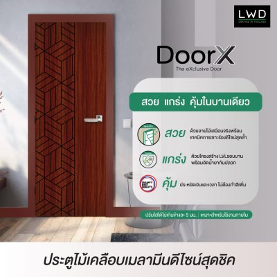 ประตู DoorX Royal ลาย 2 - Mahogany (Charcoal) ขนาด 3.5x80X200 ซม.