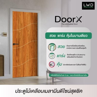 ประตู DoorX Silver ลาย 2 - Brazilian Teak (Oak CS) ขนาด 3.5x80X200 ซม.