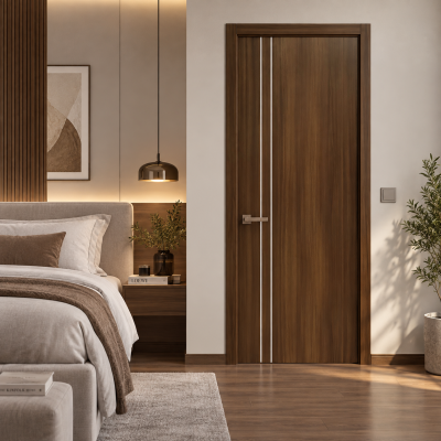 ประตู UDoor UPVC สี Black Teak ลาย 2 ขนาด 80x200 ซ.ม.