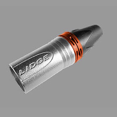คอนเนคเตอร์แจ๊ค XLR ตัวผู้ 3 ขา ท้ายยาง สำหรับเข้าสาย (สีส้ม) LIDGE YM-002C (Orange)