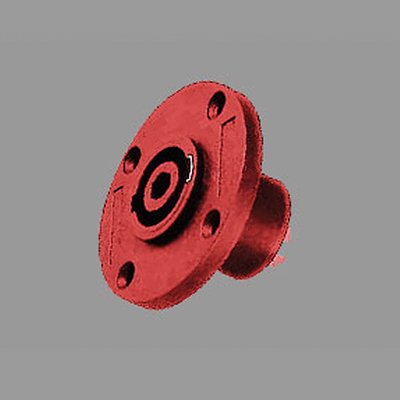 คอนเนคเตอร์ติดแท่น แจ๊คสปีกคอนตัวกลม 4 ขา สำหรับติดแท่น (สีแดง) LIDGE YM-117R