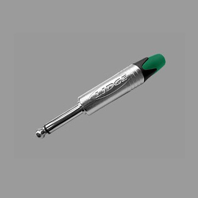 คอนเนคเตอร์ ปลั๊กโฟนโมโน 1/4" ท้ายยาง สำหรับเข้าสาย (สีเขียว) LIDGE YM-201P (Green)