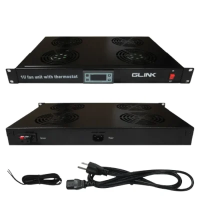 พัดลมระบายอากาศ พร้อมเทอร์โมสตัท สำหรับตู้แร็ค ขนาด 1U แบบถาด 4 WAYS GLINK รุ่น GCA-05