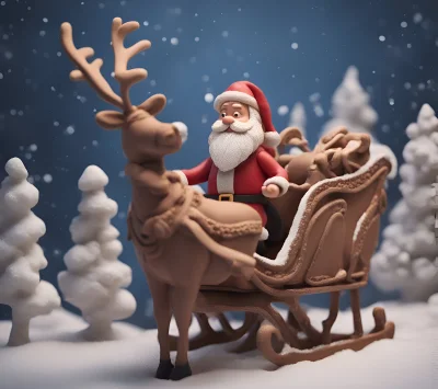 Santa Claus in front of a Christmas Santa Claus in front of a Christmas