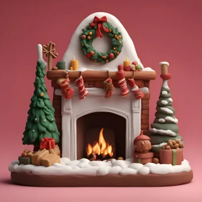 Santa Claus in front of a Christmas Santa Claus in front of a Christmas