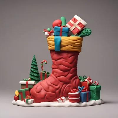 Santa Claus in front of a Christmas Santa Claus in front of a Christmas