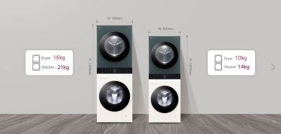 Wash Tower ซักผ้า 14 กก. และอบผ้า 10 กก. รุ่น WT1410NHEG ระบบ AI DD™ พร้อม Smart WI-FI control ควบคุมสั่งงานผ่านสมาร์ทโฟน