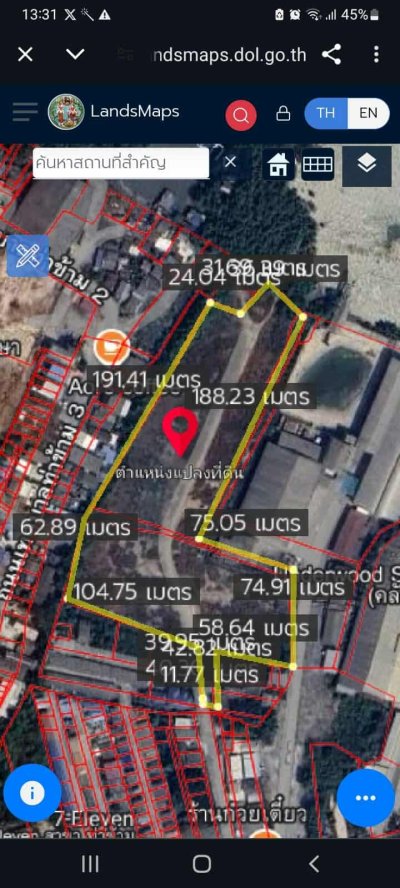 เสนอขายที่ดินติดแม่น้ำบางปะกง 18-0-79 ไร่ เป็นพื้นที่สีเขียวลาย