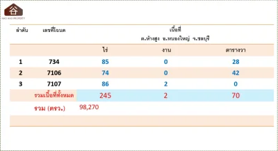 เสนอขายที่ดิน รวม 245-2-70 ไร่ 2.5 ล้านต่อไร่