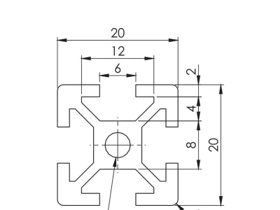 Aluminium Profile 20x20 6 Series (อลูมิเนียมโปรไฟล์ 6 ซีรีย์ / ร่อง กว้าง 6/ 20×20mm)