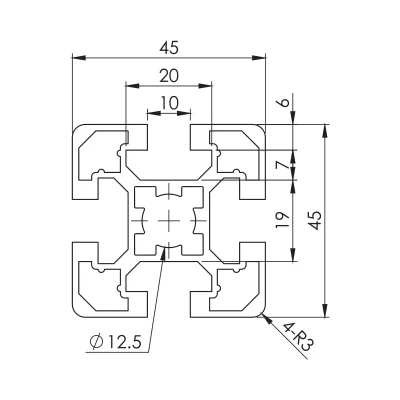 Aluminium Profile 45x45 Series 10อลูมิเนียมโปรไฟล์ สำหรับซีรีย์10
