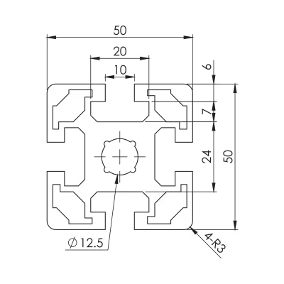 Aluminium Profile 50x50 Series 10 อลูมิเนียมโปรไฟล์ 50x50 สำหรับซีรีย์10