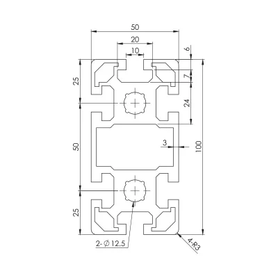 Aluminium Profile 50x100 6 series อลูมิเนียมโปรไฟล์ ซีรีย์ 50/100×60mm