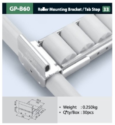 GP-B60  -  Roller   Mounting  Bracket Tab Stop