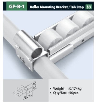 GP-B-1  -  Roller  Mounting Bracket  Tab  Stop
