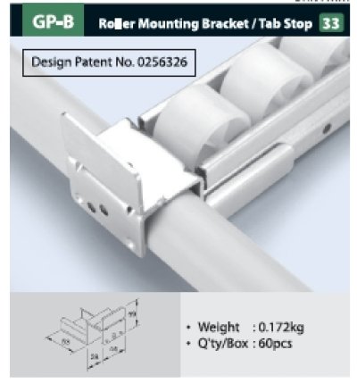 GP-B - Roller   Mounting  Bracket Tab Stop