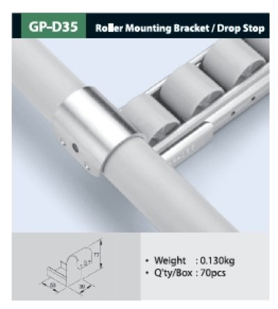 GP-D35  -  Roller  Mounting Bracket  Drop  Stop