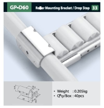 GP-D60  -  Roller  Mounting Bracket  Drop  Stop