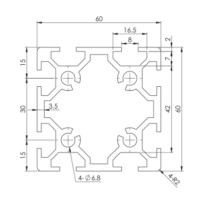 Aluminium Profile 60x60 Series8 อลูมิเนียมโปรไฟล์ 60×60 mm