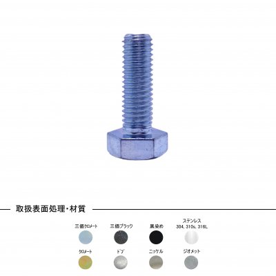 steel zinc cr+3 4.8 hexagon bolt full thread jis b-1180 4.8 六角ボルト 全ネジ