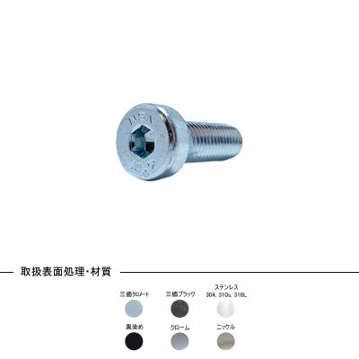 steel zinc cr+3 low head socket cap screw 低頭キャップボルト