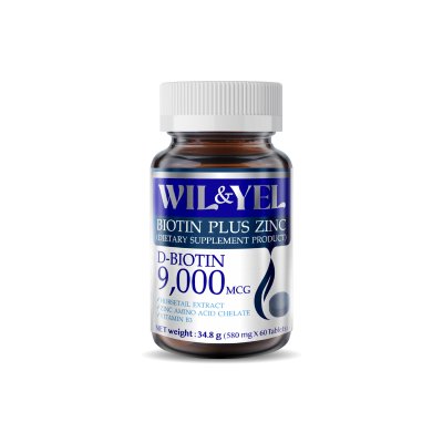 ลดแรง วิตามินบำรุงผม WIL&YEL Biotin Plus Zinc 9000mg ลดผมร่วง บาง ล้าน ยาวช้า 1 กระปุก (60 เม็ด)
