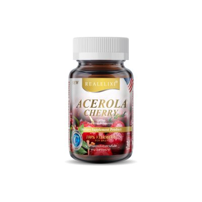 Real Elixir Acerola cherry 1,200 mg. อะเซโรล่า เชอร์รี่ 1200 mg. (30 เม็ด)