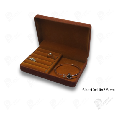 จัดเต็มกล่องกำมะหยี่ใส่เครื่องประดับสีน้ำตาล มีทรงสี่เหลี่ยมและหัวใจ จัดเก็บเครื่องประดับ ทองแท่ง จิวเวอรี่เซ็ตสินสอด