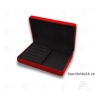 จัดเต็มกล่องใส่ชุดเครื่องประดับกำมะหยี่สีแดง/ดำ มีทรงสี่เหลี่ยมและหัวใจ ใส่โชว์เครื่องประดับได้ครบ