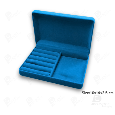 จัดเต็มกล่องกำมะหยี่ใส่เครื่องประดับชุดสีฟ้า ทรงหัวใจและสี่เหลี่ยม จัดโชว์ชุดเครื่องประดับ ทองแท่ง จิวเวอรี่เซ็ตสินสอด