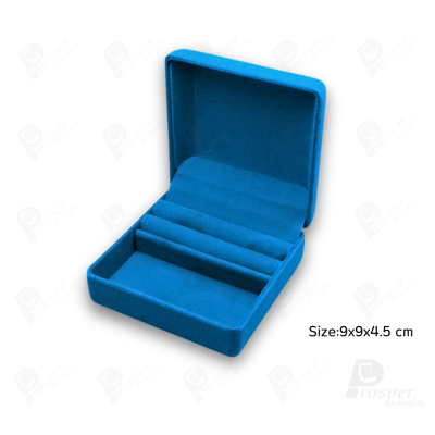 จัดเต็มกล่องกำมะหยี่ใส่เครื่องประดับชุดสีฟ้า ทรงหัวใจและสี่เหลี่ยม จัดโชว์ชุดเครื่องประดับ ทองแท่ง จิวเวอรี่เซ็ตสินสอด