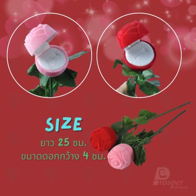 กล่องแหวนทรงดอกกุหลาบมีก้าน พร้อมส่ง มอบให้วันวาเลนไทน์ สามารถนำจัดโชว์ตกแต่งได้