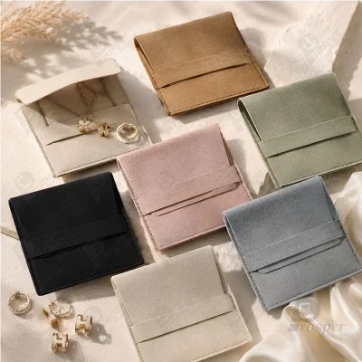 ถุงใส่เครื่องประดับ ผ้าไมโครไฟเบอร์ Jewelry Pouch ขนาด 8x8 ซม. ถุงใส่แหวน สร้อย ต่างหู กำไล ซองใส่จิวเวลรี่