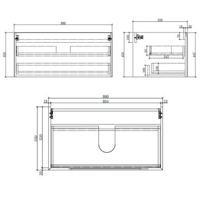 MAIN CABINET ONE DRAWER 100x55x55 CM LB-BLISSIFY2-1000-MC
