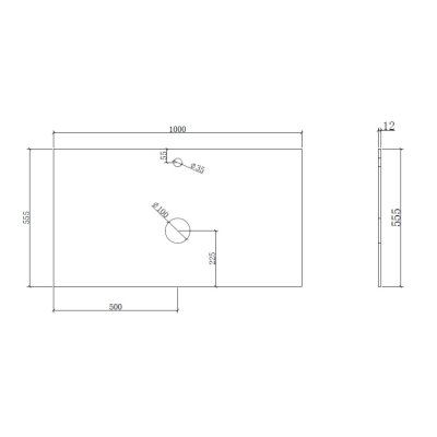 พื้นโต้ะสำหรับวางอ่างล่างหน้า 100x55x2 CM LB-BLISSIFY2-1000-TB
