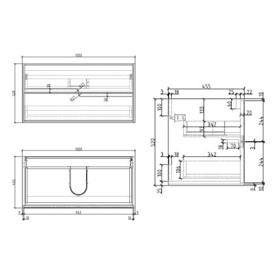 MAIN CABINET 2 DRAWERS 100X45.5x52 CM LB-LEISURE-1000C-MC