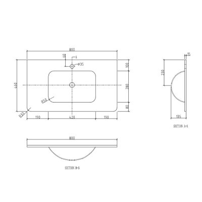 COUNTERTOP WASHBASIN 80 CM.  LB-SNOW-800-CT