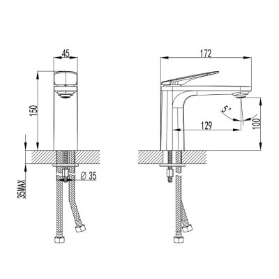 VERA Single-lever basin mixer with 8JTG1A2 Gunmetal VJE168278AJ