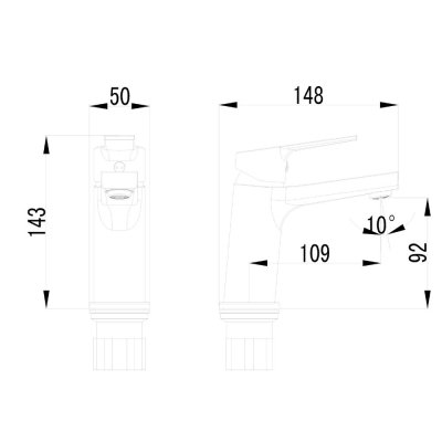 AQUA ก๊อกผสมอ่างล้างหน้าพร้อมวาล์ว 3 ทาง VRD168333C