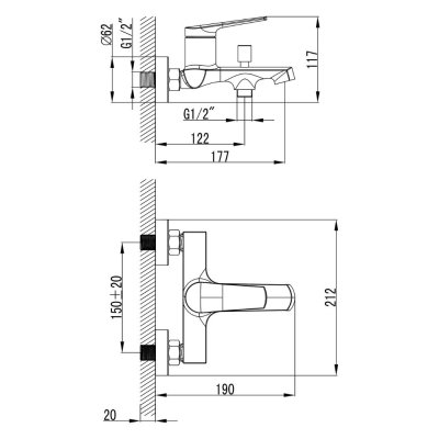 AERA ก๊อกผสมอ่างอาบ โครเมี่ยม VXF238361C