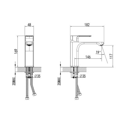 VERDE ก๊อกผสมอ่างล้างหน้าพร้อมวาล์ว 3 ทาง VZM168380C