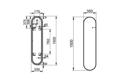 SHARON LONG กระจกไฟทรงวงรี (สีดำ) 150 x 40 ซม. M0057